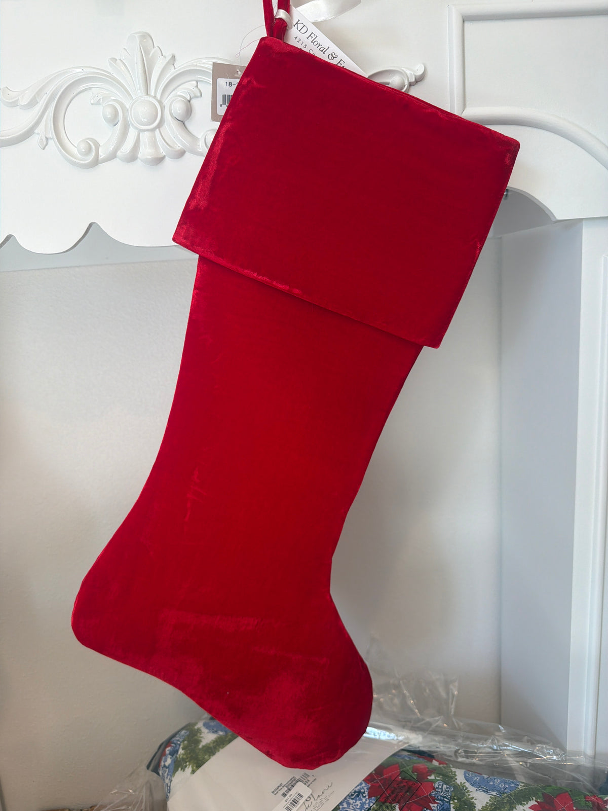 25 Inch - RED Vintage French Velvet Stocking