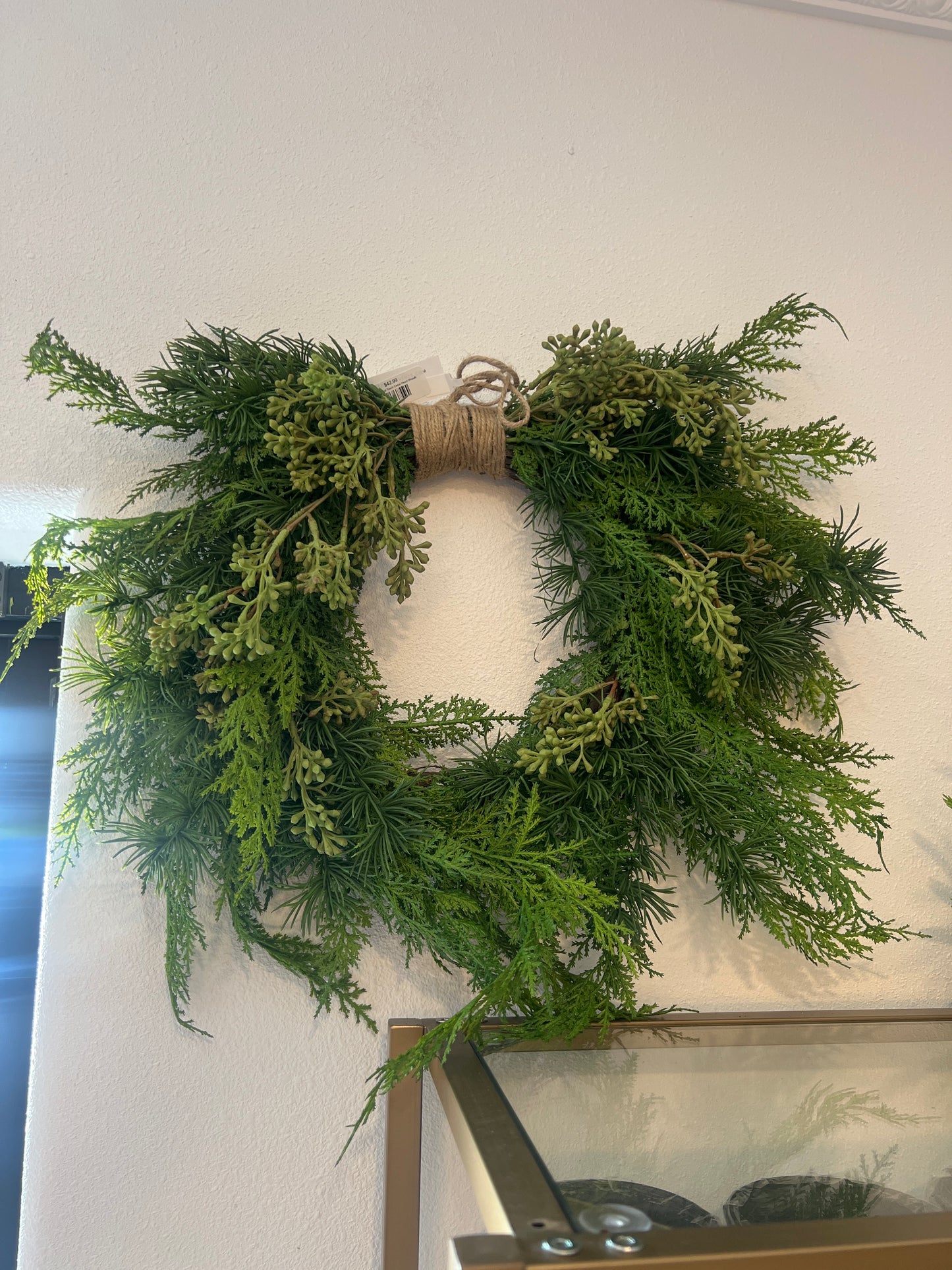 22 Inch Natural Touch Cedar Heart Wreath