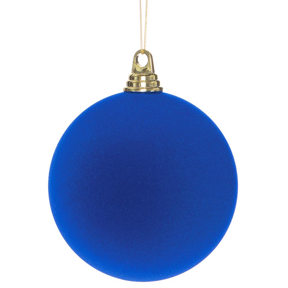 6" Flocked Ball Ornament Blue
