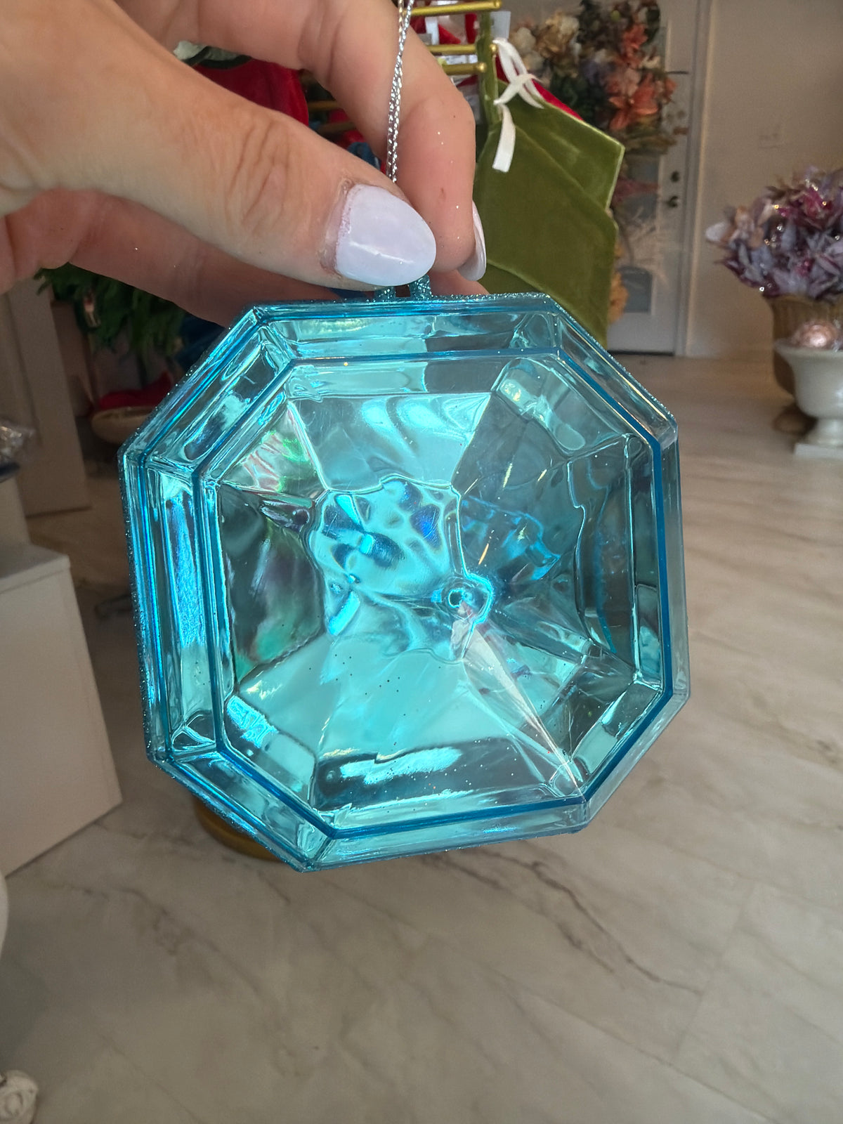 4" Square Gem Ornament Turquoise