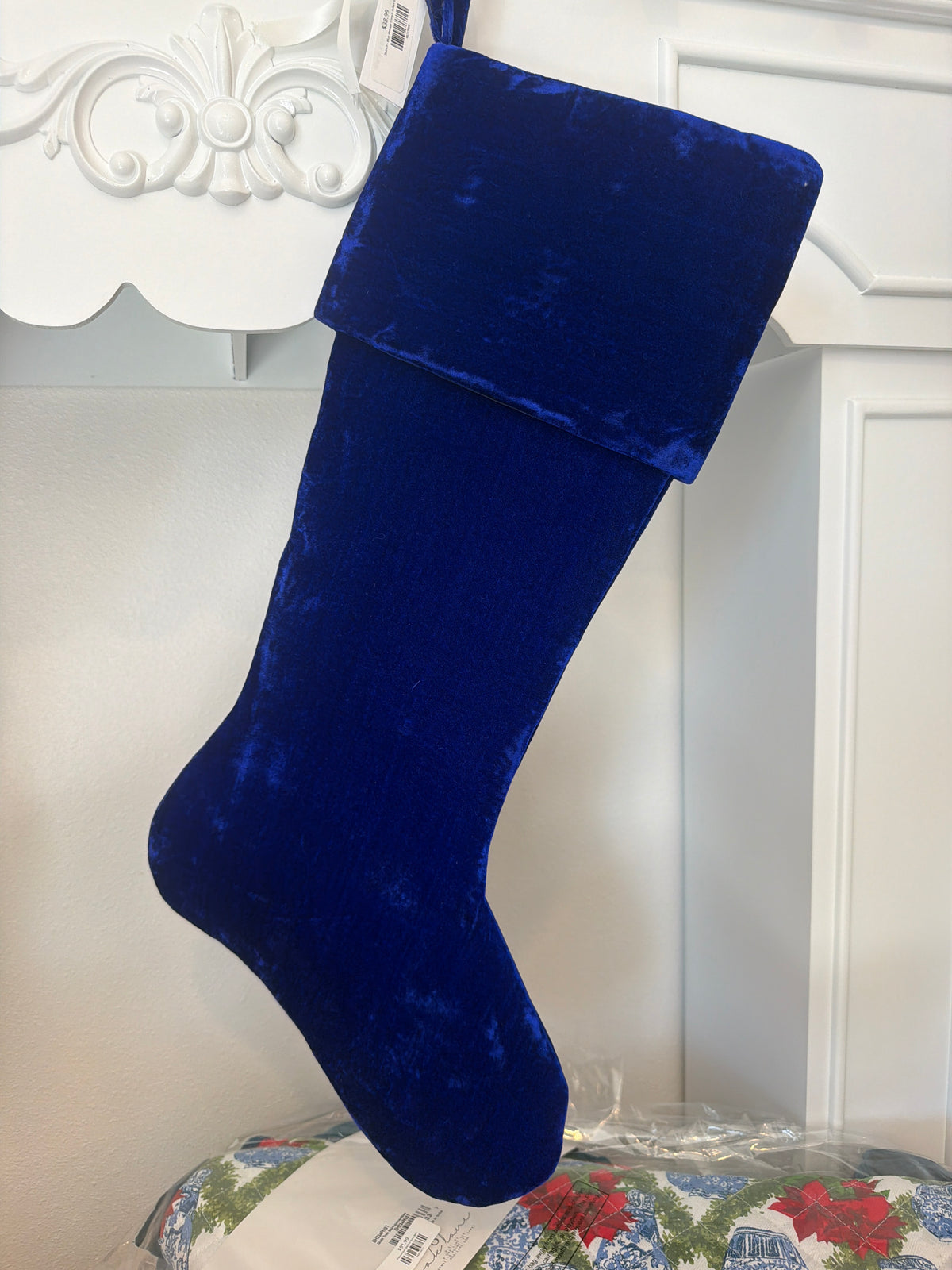 25 Inch - Blue Vintage French Velvet Stocking