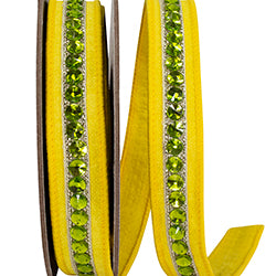 RHINESTONE EDGE DUPIONI DELUXE BACKED WIRED EDGE RIBBON