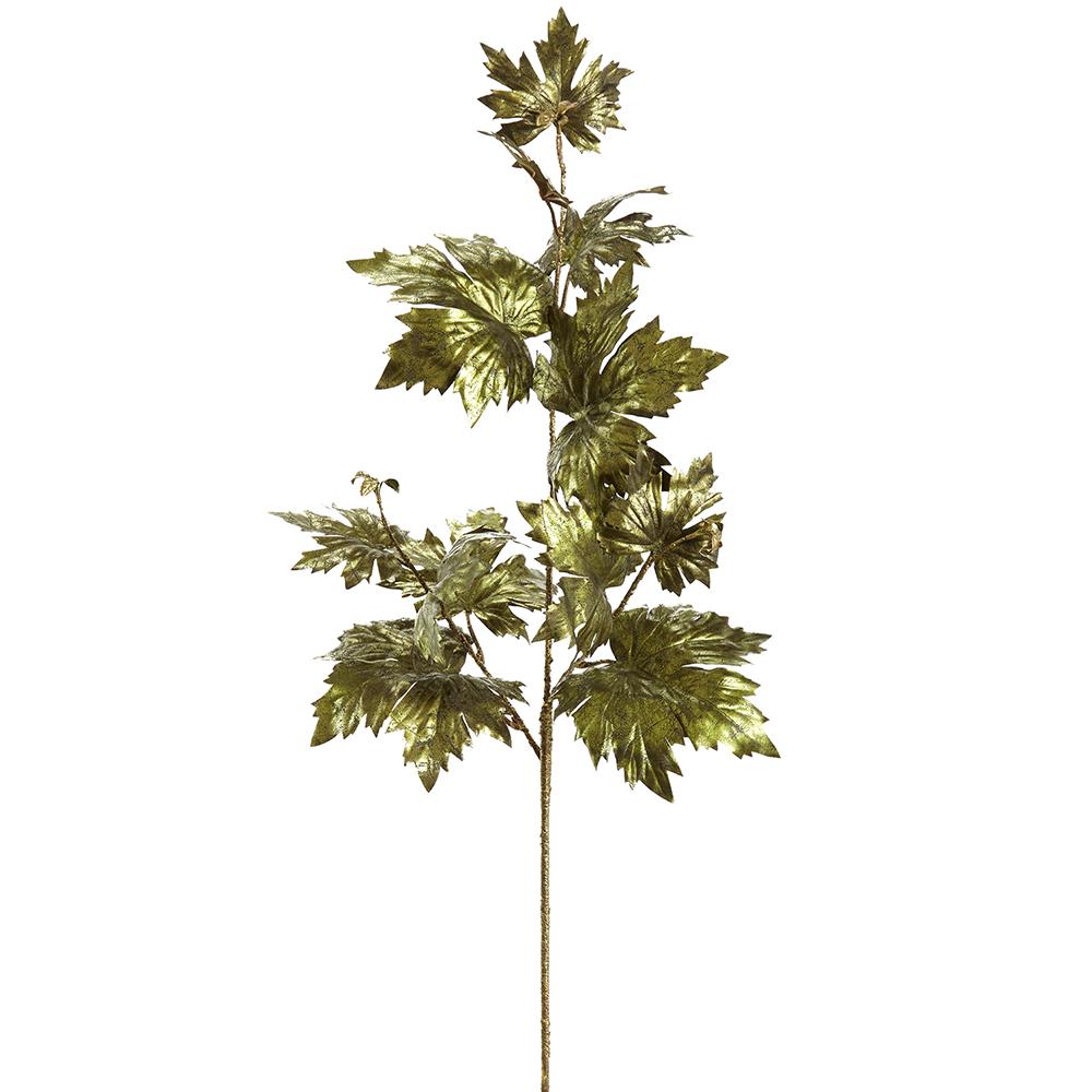 38" Metallic Magnolia Leaf Spray Green