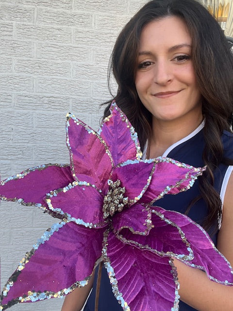 24" Fuchsia Velvet Poinsettia