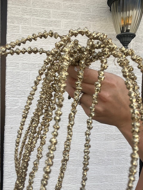 21 Inch Glittered Senecio Hanging Vine - Gold