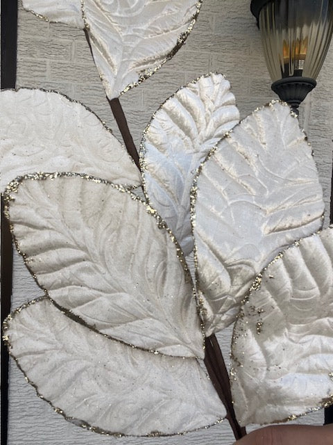 27 Inch Baroque Velvet w/ Glitter Leaf Stem