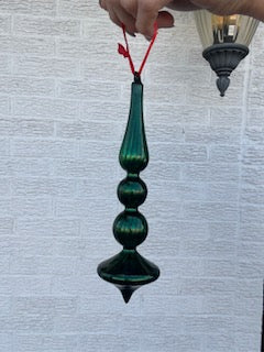6 Inch Mercury Glass Emerald Finial Ornament