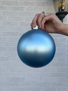 6 Inch Baby Blue Plastic Matte Ball Ornament