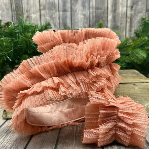 4 Inch X 5 Yard Pink Tulle Ruffle