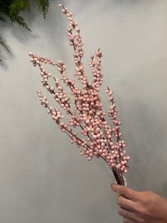 32 Inch Glitter Berry Cluster Spray - Pink