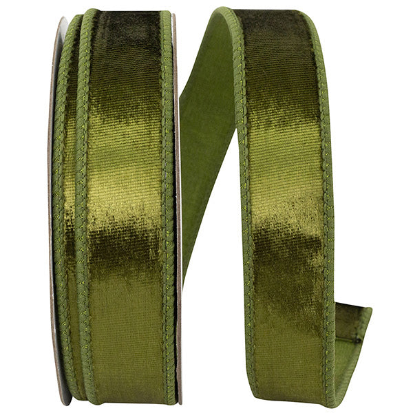 1 Inch X 10 Yards Olive Designer Plush Velvet