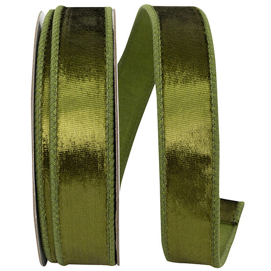 1 Inch X 10 Yards Olive Designer Plush Velvet