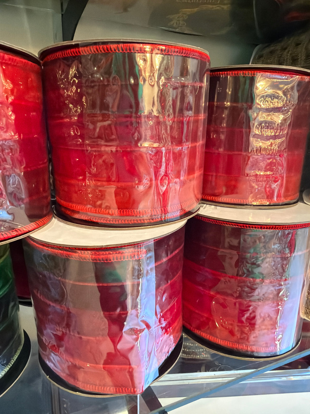 4"X5YD Red Velvet Ombre Ribbon