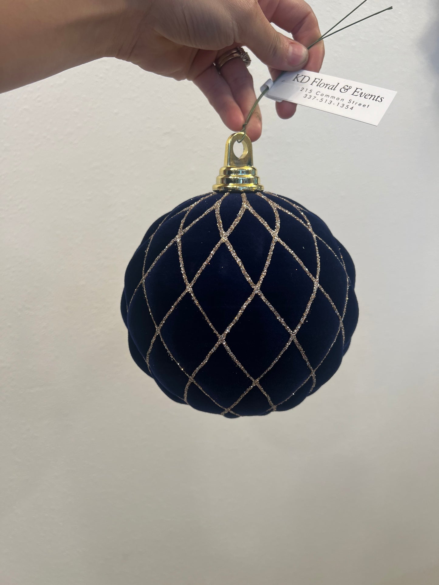 6 Inch Navy Blue Velvet Ornament