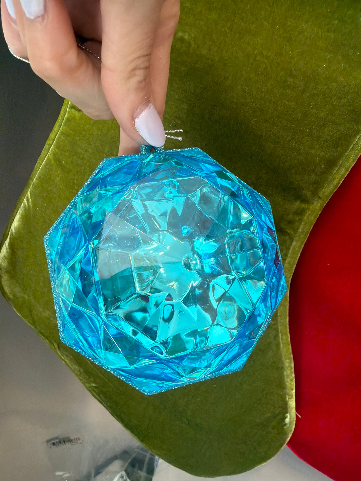 4" Rhinestone Gem Ornament Turquoise