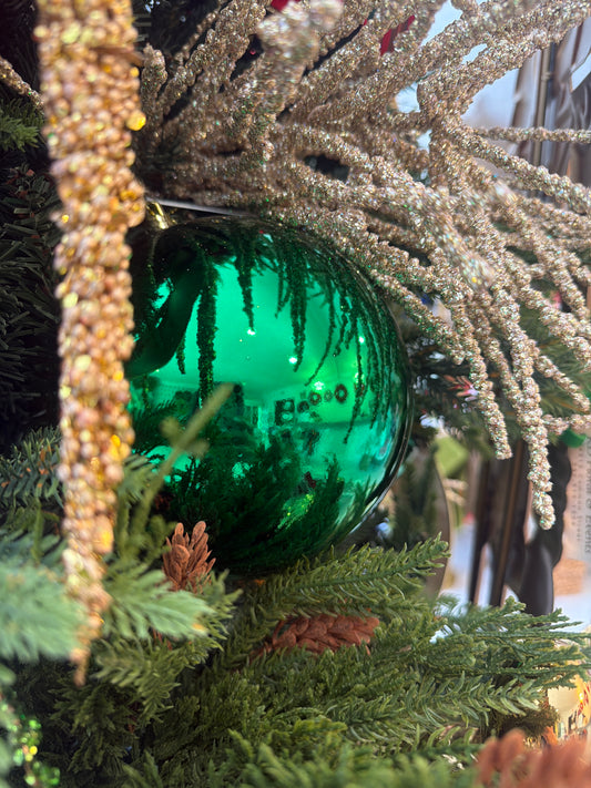 6" Shiny Plastic Ball Ornament - Green