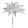 19" White Beaded Poinsettia Pick
