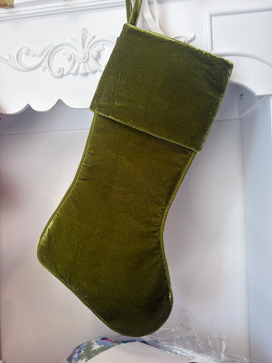 23 Inch - Light Green Velvet Stocking
