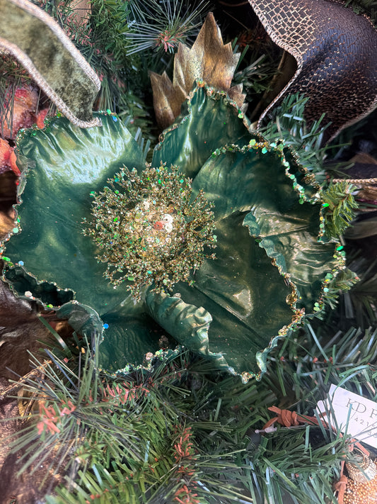 14" Green Pearl Poppy 8" Flower