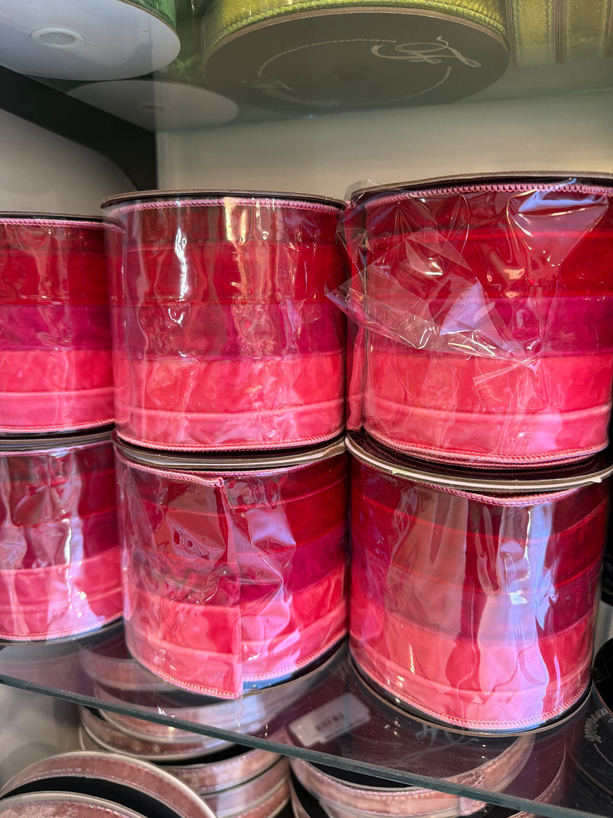 4" X 5 YD Velvet Hot Pink Ombre Ribbon