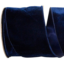 4 Inch X 10 Yards - Navy Luxe Plush Velvet