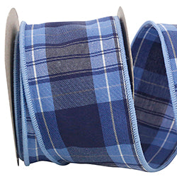 PLAID OCEAN WIRED EDGE RIBBON
