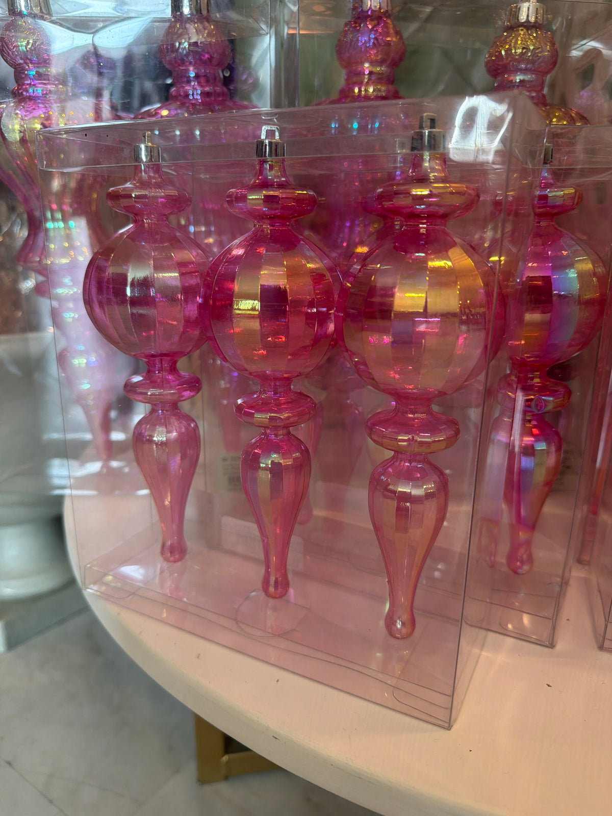 8" Plastic Iridescent Finial Ornament box/3