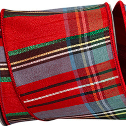 CLASSIC PLAID TWIST DUPIONI FUSED BACKED WIRED EDGE RIBBON