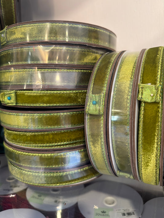 .75 X 10 Yard - Lime Velvet Luster Ribbon