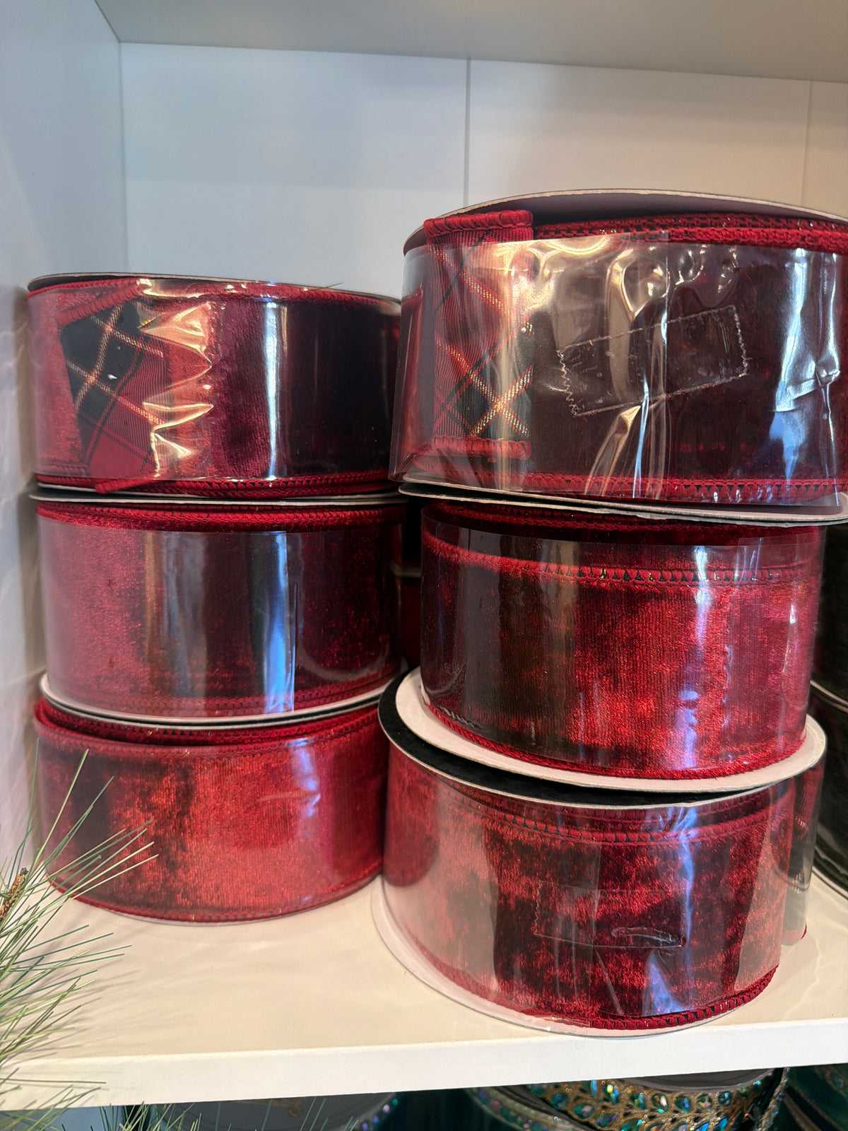 2.5" X 10YD Burgundy Velvet Plaid