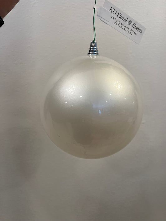 6 Inch White Candy Apple Ornament