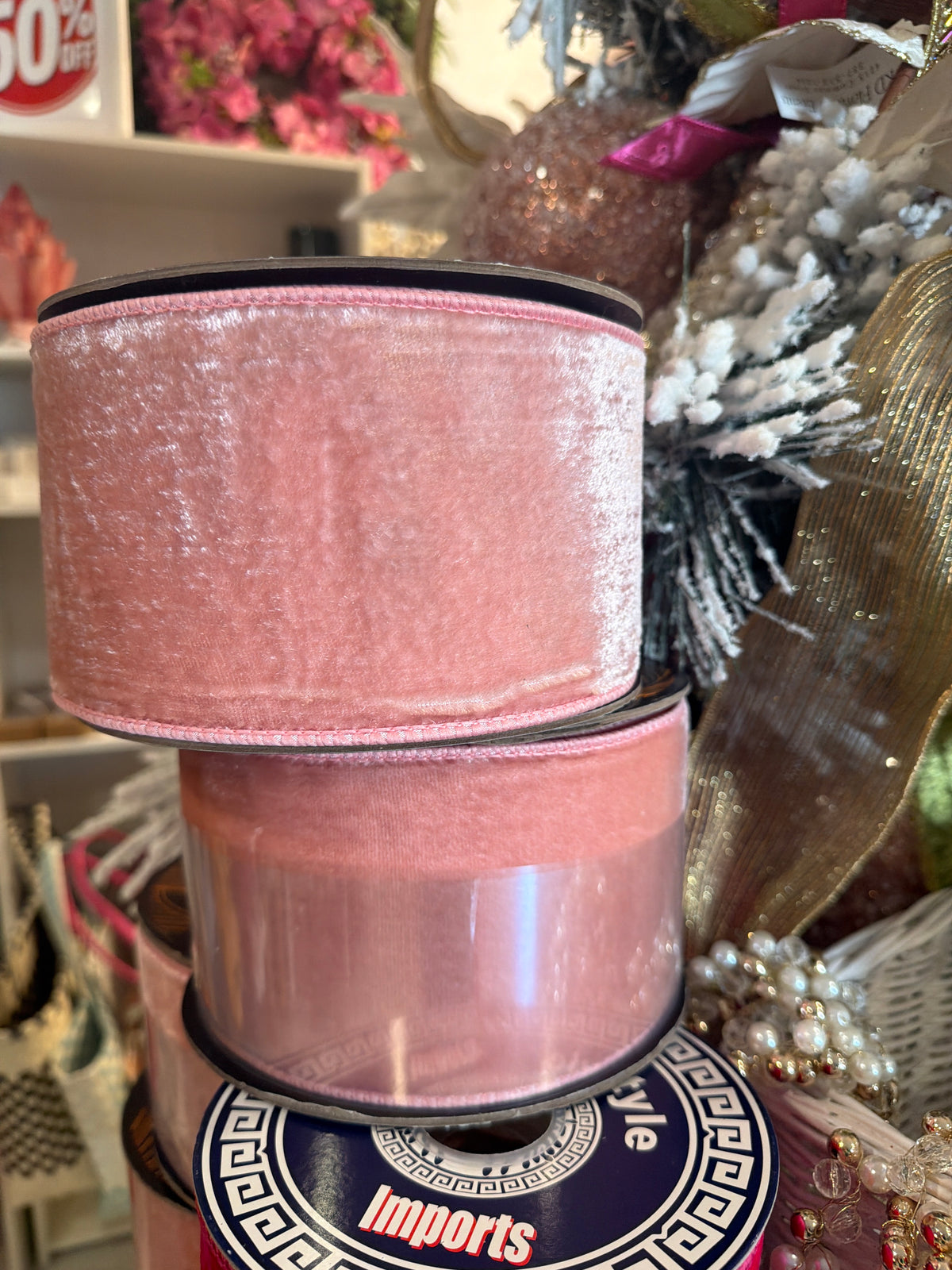 4"X10YD Mauve Velvet Wired Ribbon