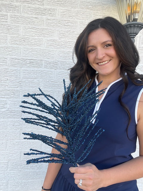 24 Inch - Glitter Grass Spray - Midnight Blue