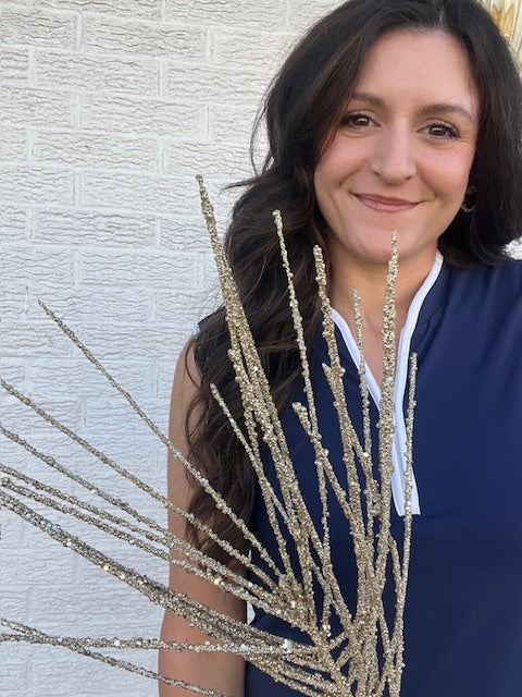 36 Inch Glitter Mini Berry Burst Spray - Champagne