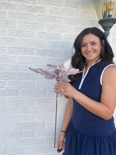 24" Pink Velvet Poinsettia