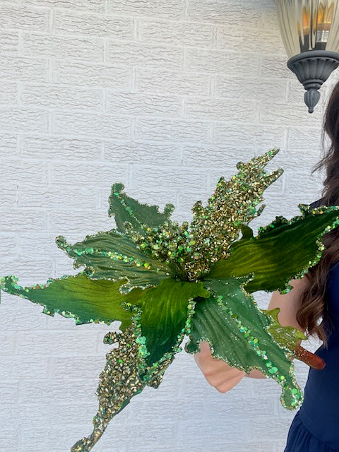 20" Green Poinsettia 12" Flower