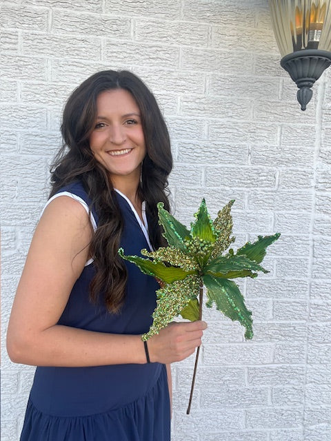 20" Green Poinsettia 12" Flower