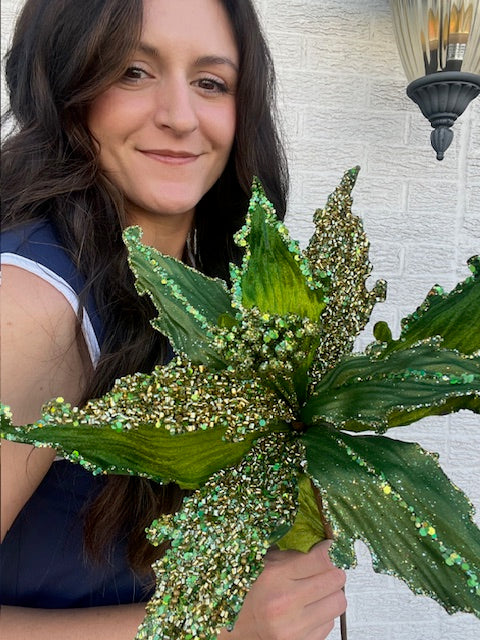 20" Green Poinsettia 12" Flower