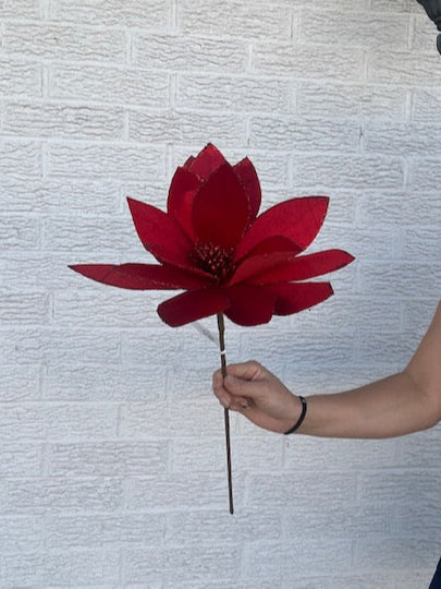 22" Red Velvet Sheen Glitter Poinsettia