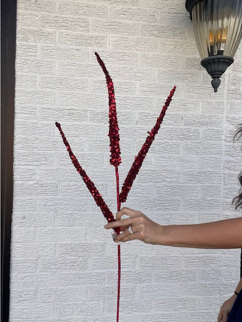 34 Inch Triple Glitter Sequin Millet Spray