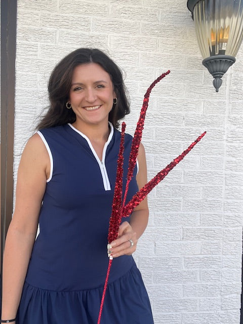 34 Inch Triple Glitter Sequin Millet Spray