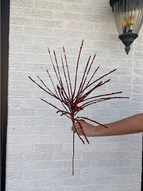 36 Inch Glitter Mini Berry Burst Spray - Red