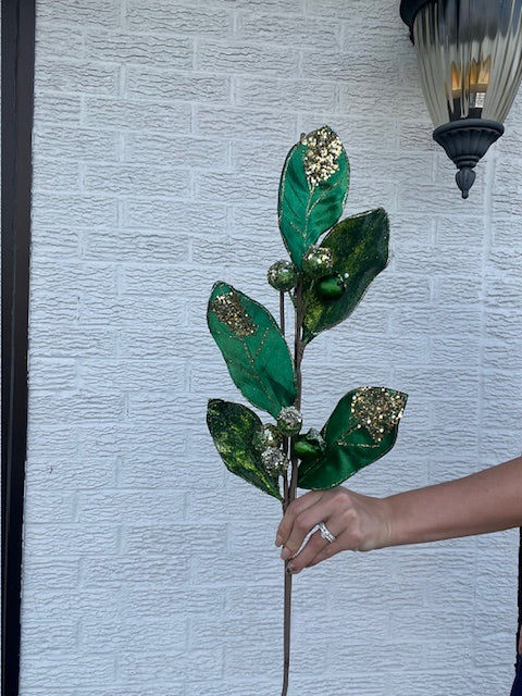 Emerald/Gold Magnolia Spray