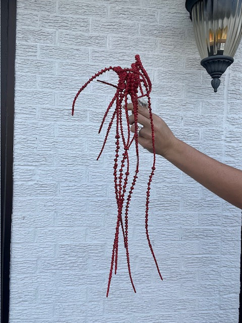 21 Inch Glittered Senecio Hanging Vine - Red