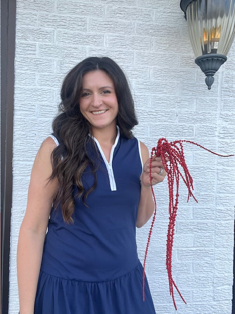 21 Inch Glittered Senecio Hanging Vine - Red