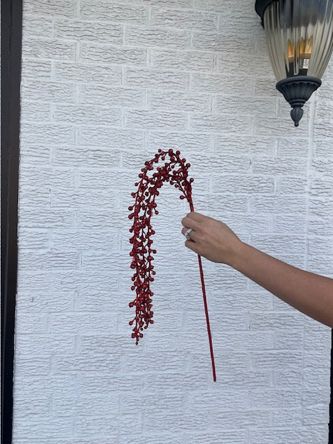 36 Inch Glitter Dropping Berry Rain Spray - RED