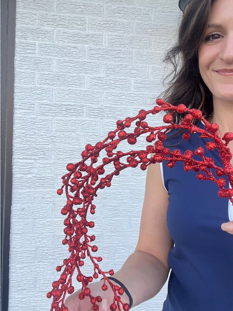 36 Inch Glitter Dropping Berry Rain Spray - RED