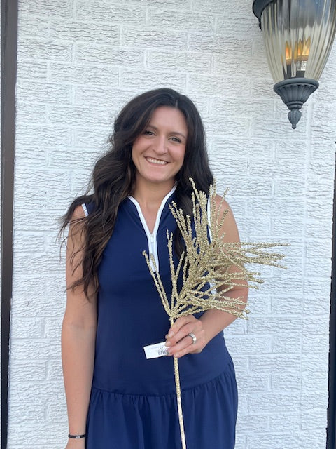 24 Inch Glitter Grass Spray - Champagne