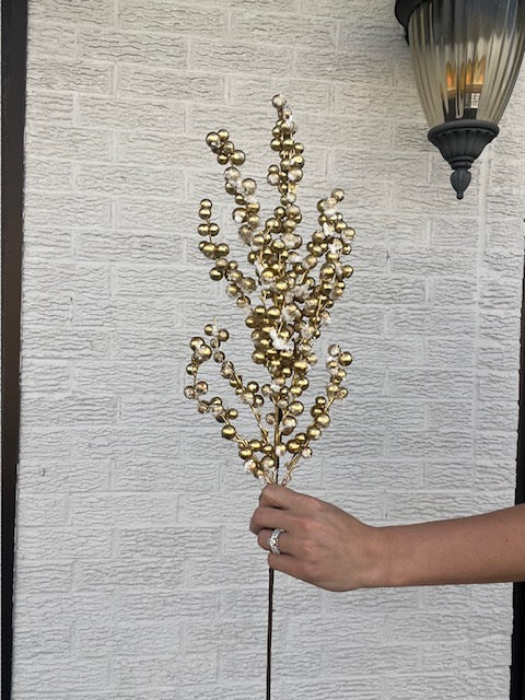 29 Inch Snow Crusted Metallic Berry Cluster Spray