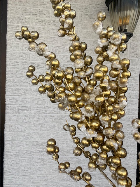29 Inch Snow Crusted Metallic Berry Cluster Spray